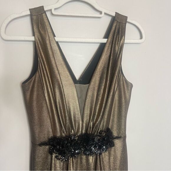 MARCHESA NOTTE Embellished Metallic Stretch-Jersey Gown NEW Size 4 - Picture 8 of 11